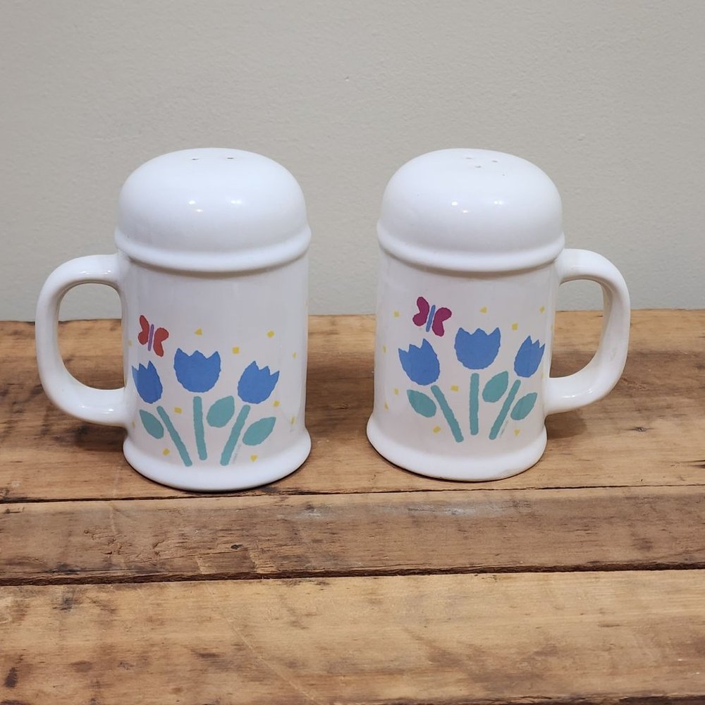 New Avenues garden faire large ceramic‎ vintage salt & pepper shakers Floral